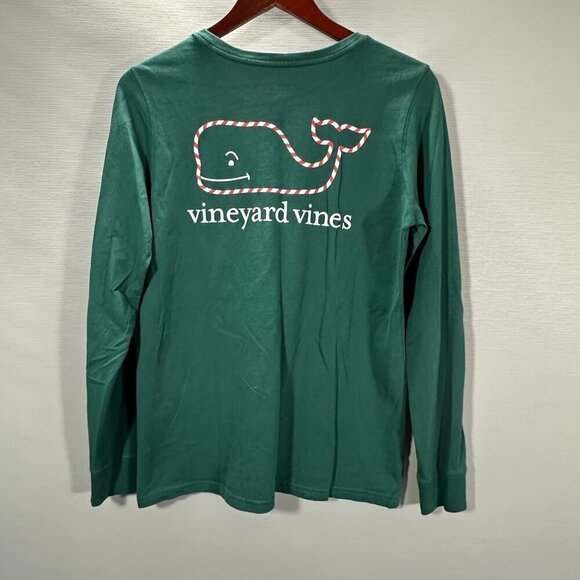 Vineyard Vines Tee Shirt Mens Small Green Cotton Long Sleeve Candy Cane Logo - Picture 10 of 11